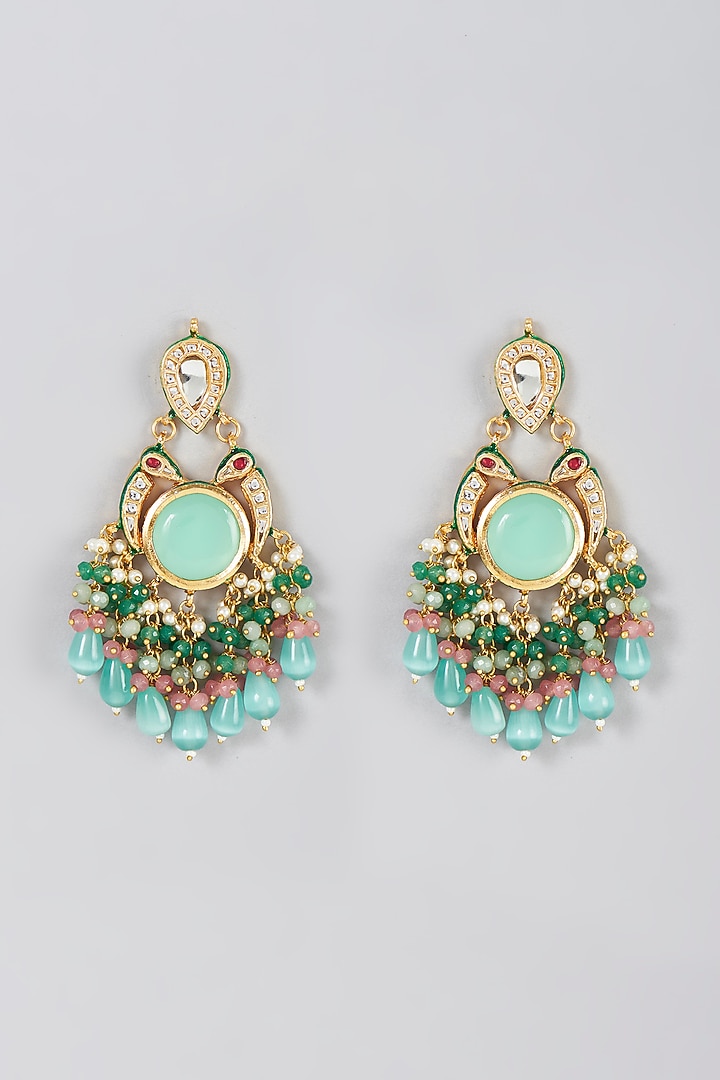 Gold Finish Chandbali Earrings by Saga Jewels at Pernia's Pop Up Shop