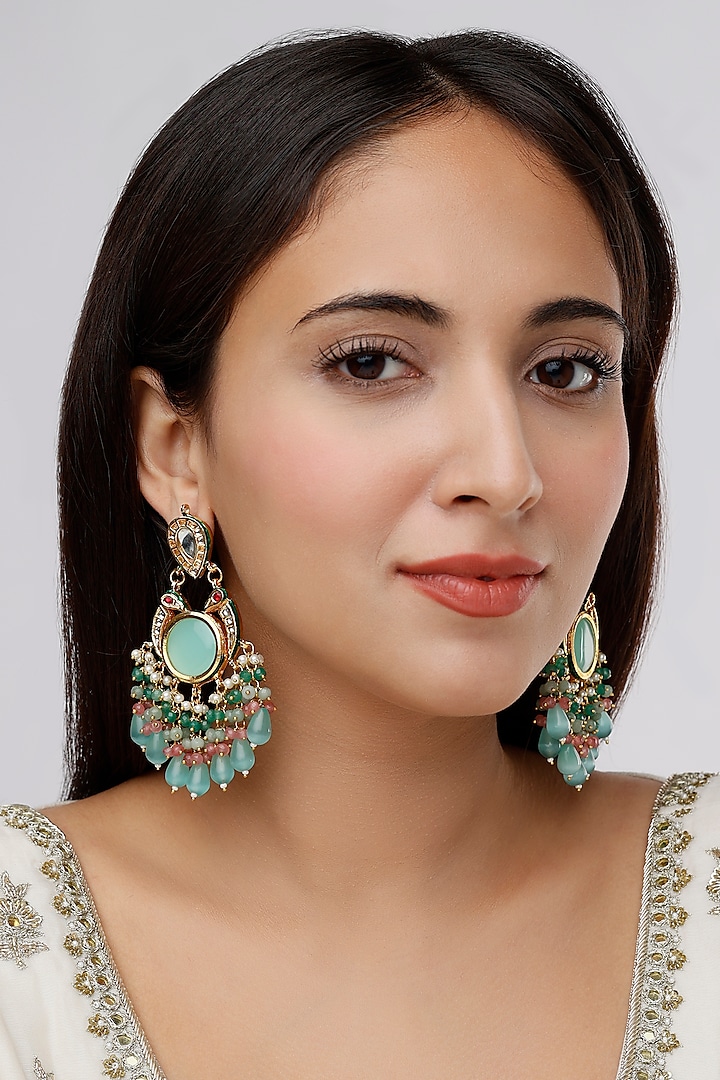 Gold Finish Chandbali Earrings by Saga Jewels