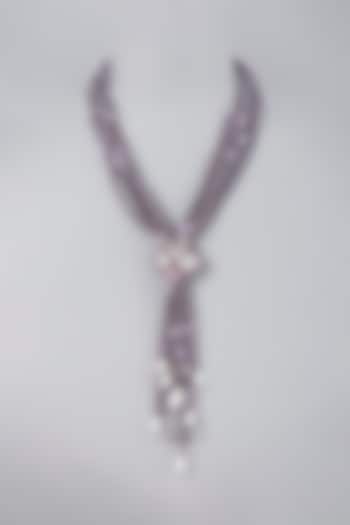 Purple Stones Scarf Necklace by Saga Jewels