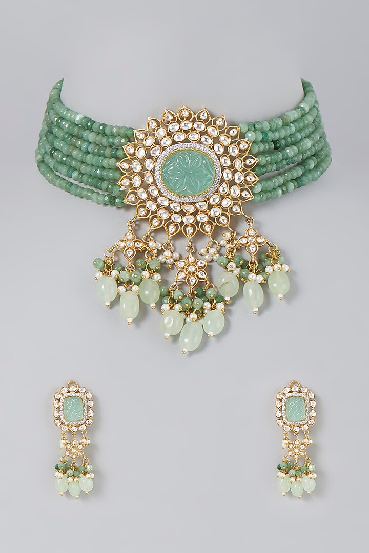 Gold Finish Pearls Choker Necklace by Saga Jewels at Pernia's Pop Up Shop