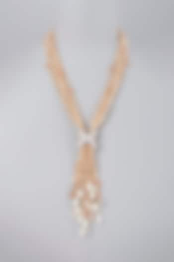 Peach Beaded Scarf Necklace by Saga Jewels at Pernia's Pop Up Shop