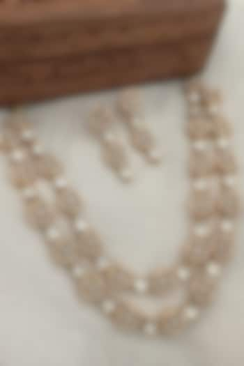 Gold Finish Kundan Polki Layered Necklace Set by Saga Jewels at Pernia's Pop Up Shop