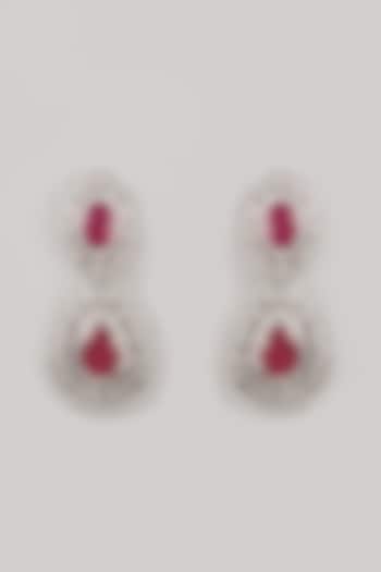 White Finish Zircon Dangler Earrings by Saga Jewels