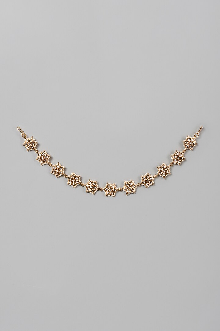 Gold Finish Kundan Polki Matha Patti by Saga Jewels at Pernia's Pop Up Shop