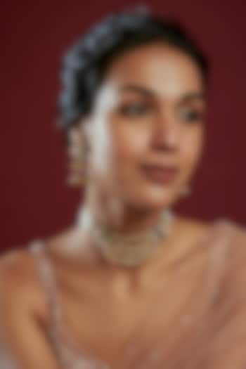 Gold Finish Kundan Polki Traditional Gujarati Necklace Set by Saga Jewels at Pernia's Pop Up Shop