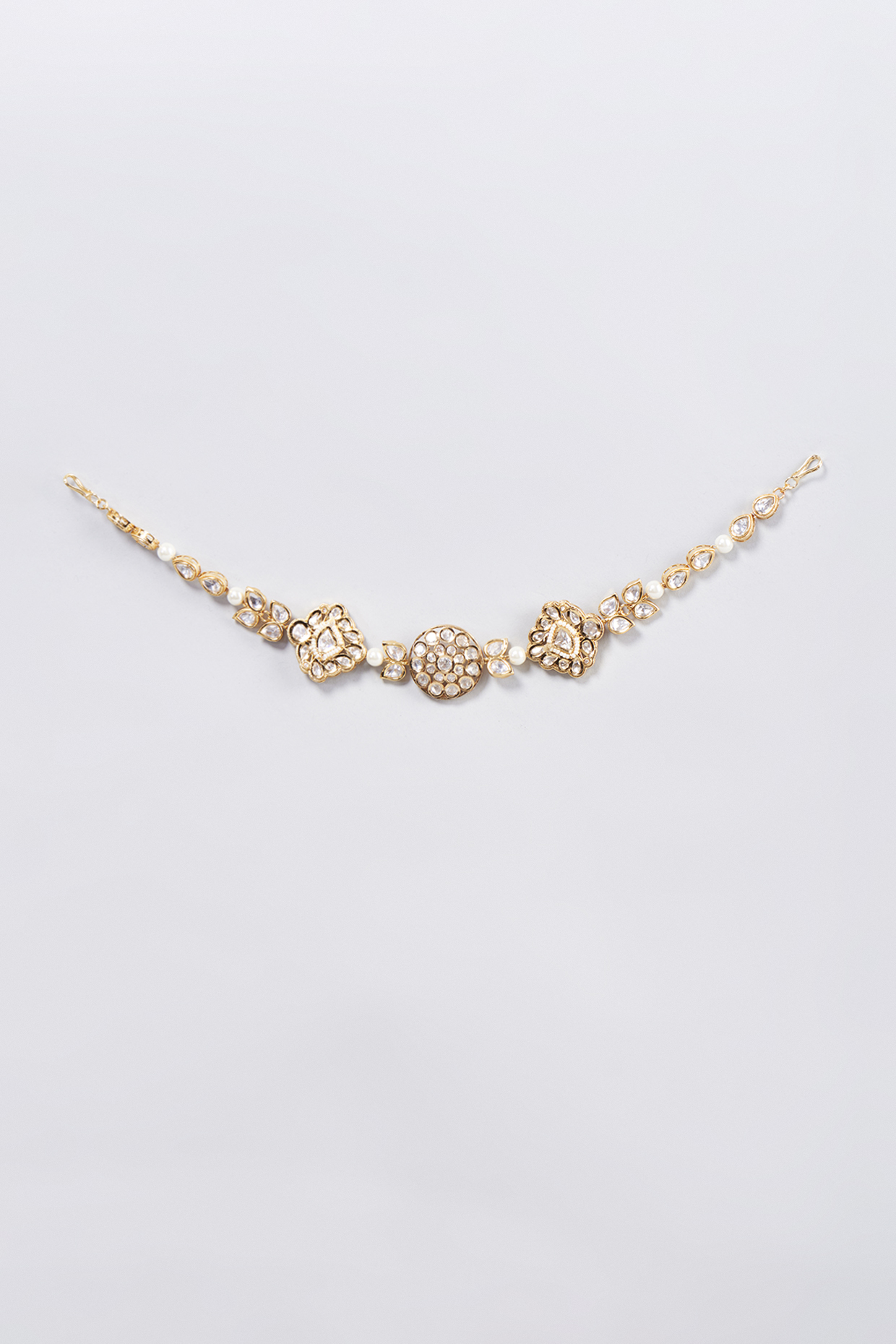 Gold Finish Kundan Polki Mathapatti by Saga Jewels