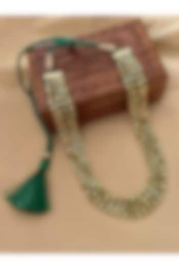 Gold Finish Green Beaded Long Necklace by Saga Jewels at Pernia's Pop Up Shop