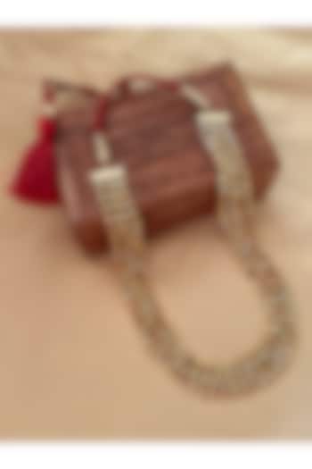 Gold Finish Red Beaded Long Necklace by Saga Jewels at Pernia's Pop Up Shop