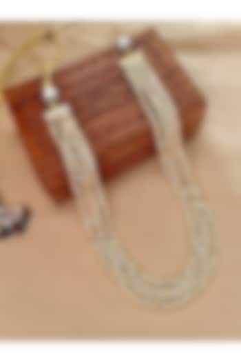 Gold Finish Beaded Long Necklace by Saga Jewels at Pernia's Pop Up Shop