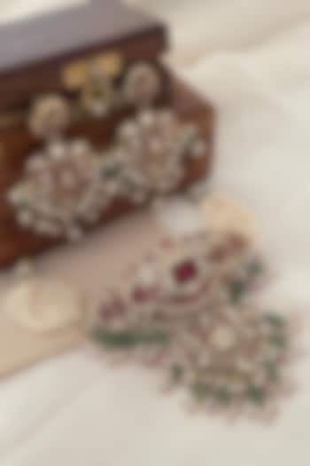 Gold Finish Kundan Polki & Pearl Choker Necklace Set by Saga Jewels at Pernia's Pop Up Shop