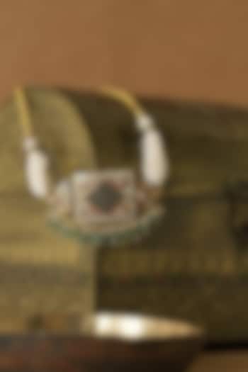 Gold Finish Multi-Colored Stone & Kundan Polki Choker Necklace Set by Saga Jewels at Pernia's Pop Up Shop