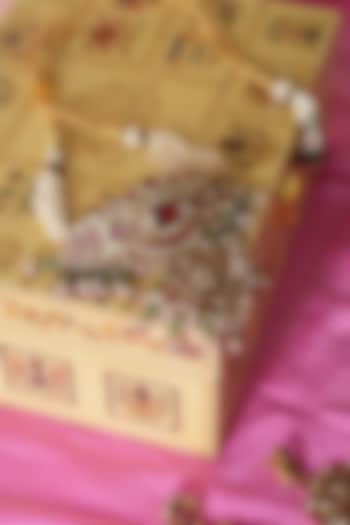 Gold Finish Multi-Colored Kundan Polki Choker Necklace Set by Saga Jewels at Pernia's Pop Up Shop