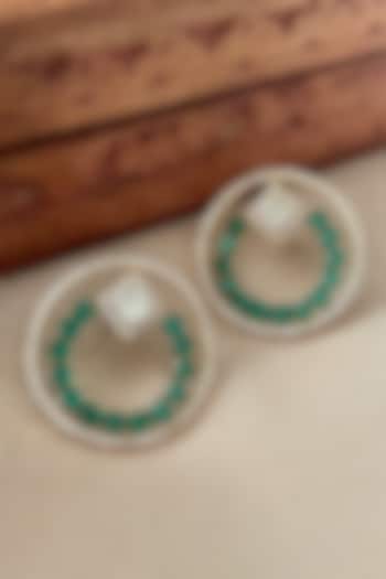 Gold Finish Zircon Stud Earrings by Saga Jewels at Pernia's Pop Up Shop