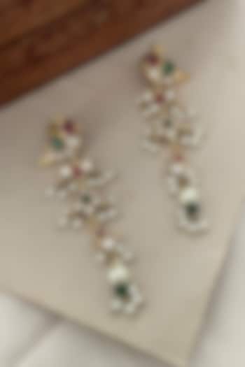 Gold Finish Bird Motif Dangler Earrings by Saga Jewels at Pernia's Pop Up Shop