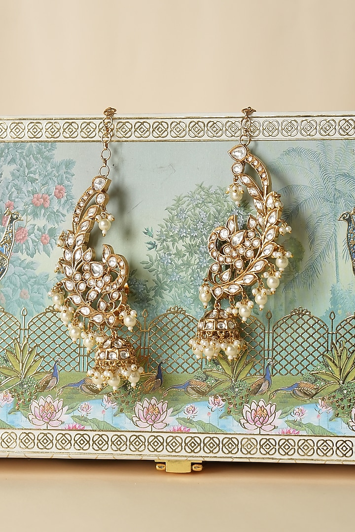 Gold Finish Kundan Polki Earcuffs by Saga Jewels at Pernia's Pop Up Shop