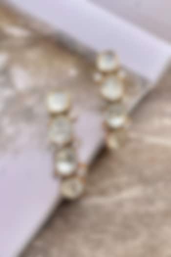 Gold Finish Kundan Polki Hoop Earrings by Saga Jewels at Pernia's Pop Up Shop