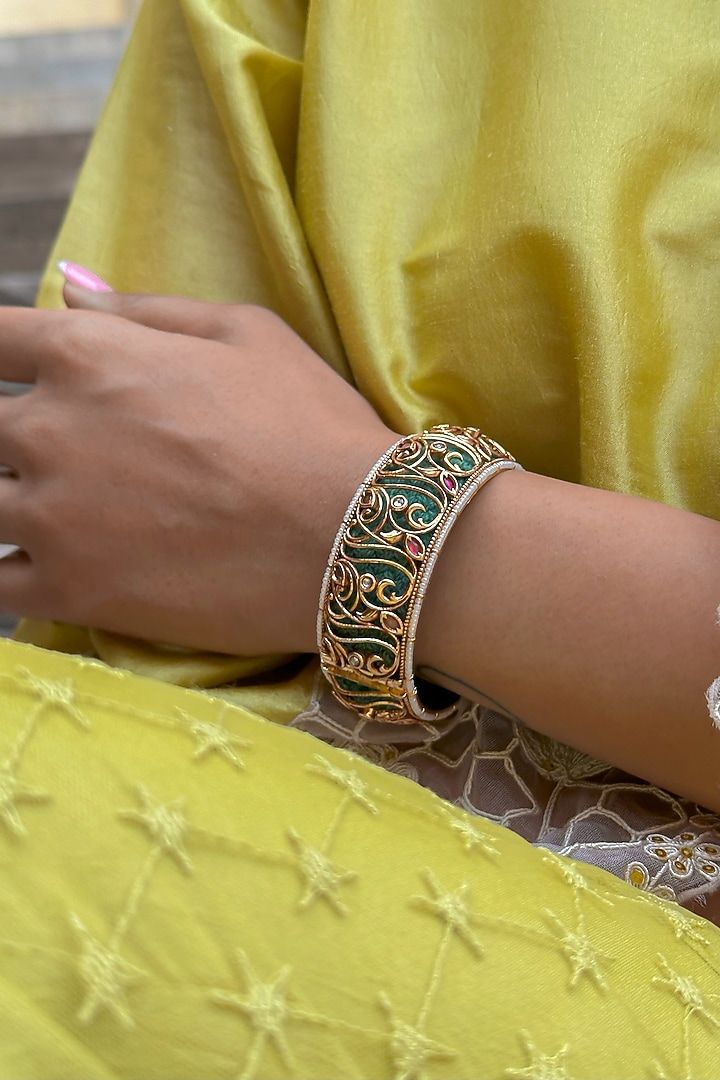 Gold Finish Filigree Work Bangle by Saga Jewels at Pernia's Pop Up Shop