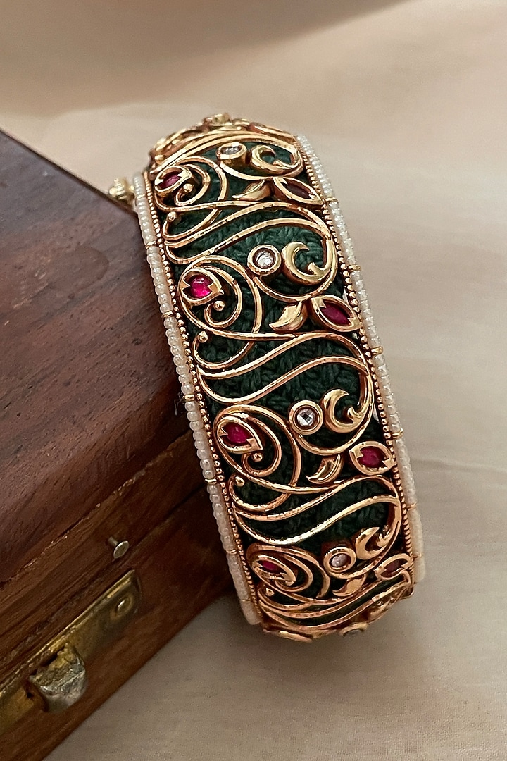 Gold Finish Filigree Work Bangle by Saga Jewels at Pernia's Pop Up Shop