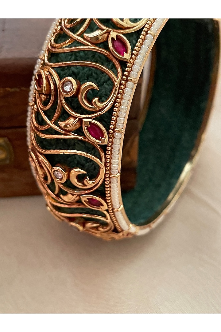 Gold Finish Filigree Work Bangle by Saga Jewels at Pernia's Pop Up Shop
