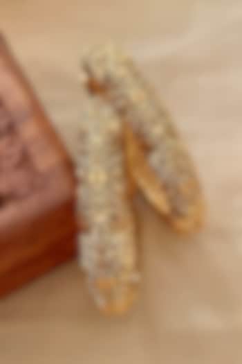 Gold Finish Temple Bangles (Set Of 2) by Saga Jewels at Pernia's Pop Up Shop