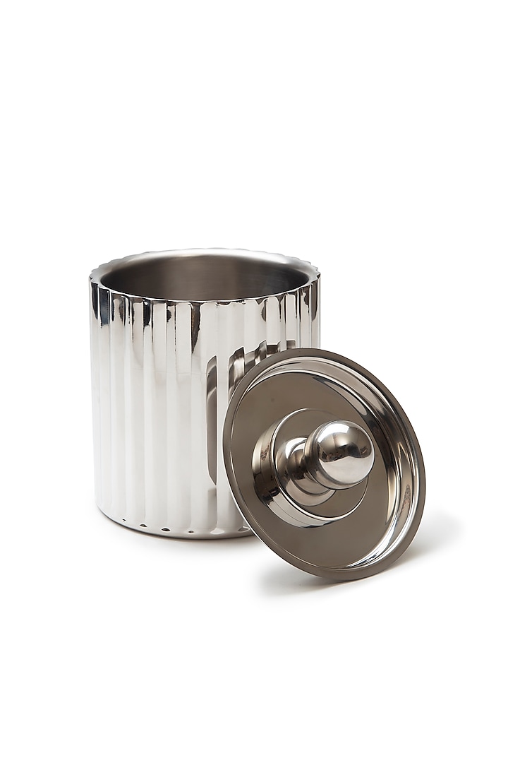 Silver Stainless Steel Handcrafted Ice Bucket Set by SAGE KONCPT at Pernia's Pop Up Shop