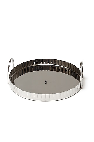 Silver Stainless Steel Handcrafted Tray by SAGE KONCPT