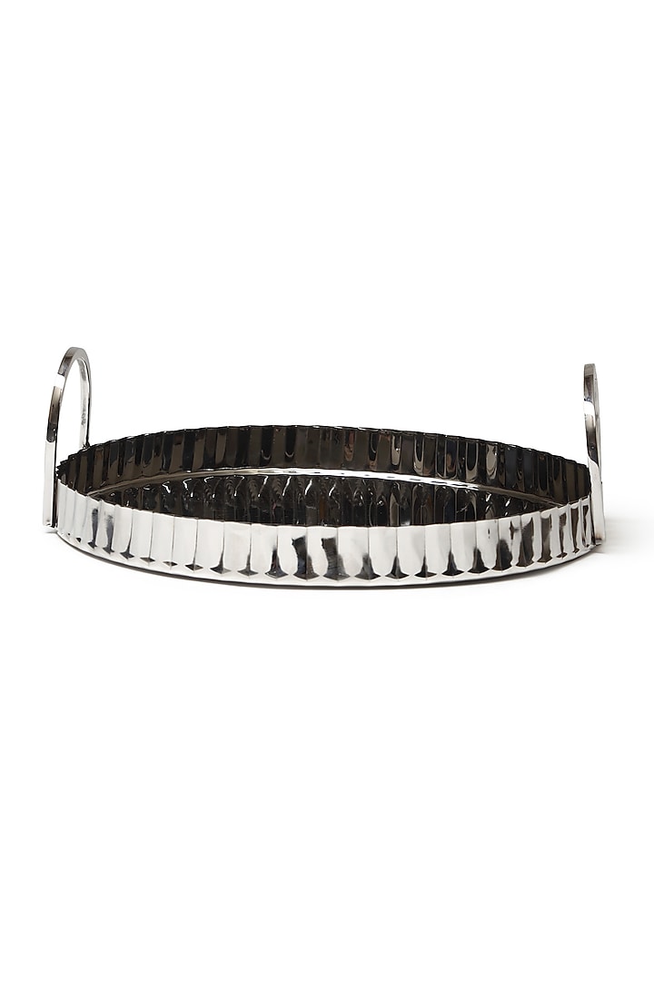 Silver Stainless Steel Handcrafted Tray by SAGE KONCPT at Pernia's Pop Up Shop