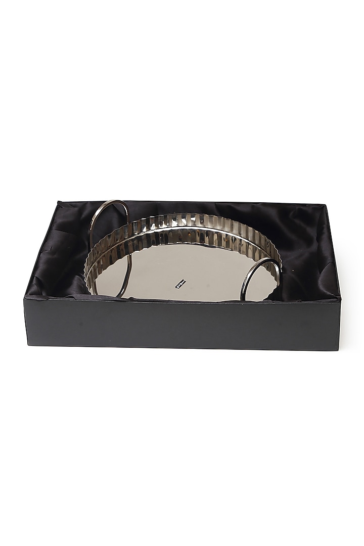 Silver Stainless Steel Handcrafted Tray by SAGE KONCPT at Pernia's Pop Up Shop