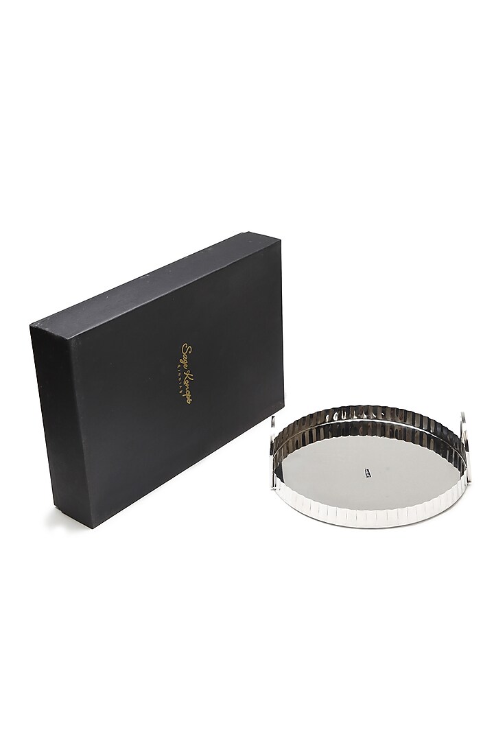 Silver Stainless Steel Handcrafted Tray by SAGE KONCPT at Pernia's Pop Up Shop