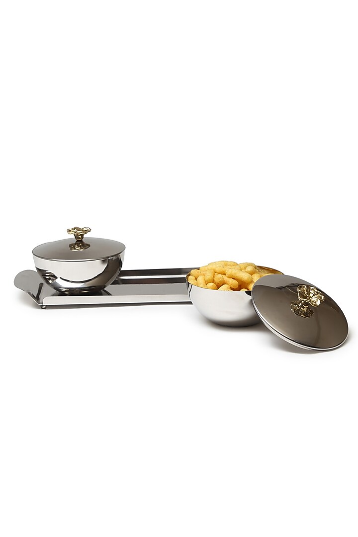 Silver Stainless Steel Handcrafted bowl Set by SAGE KONCPT at Pernia's Pop Up Shop