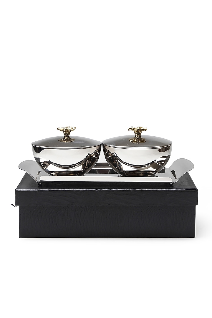 Silver Stainless Steel Handcrafted bowl Set by SAGE KONCPT at Pernia's Pop Up Shop