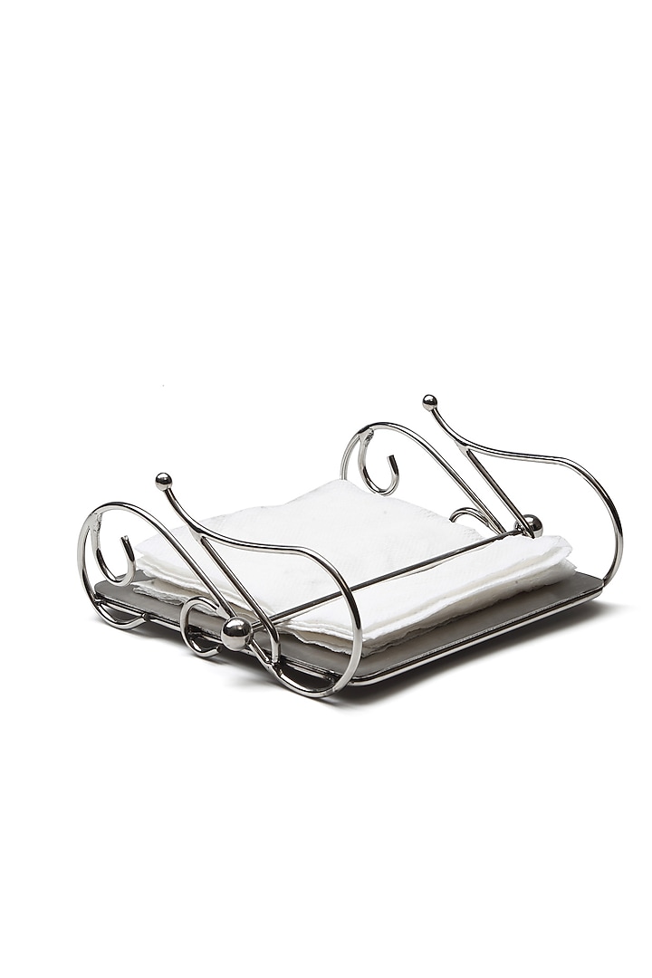 Silver Stainless Steel Handcrafted Tissue Holder by SAGE KONCPT at Pernia's Pop Up Shop
