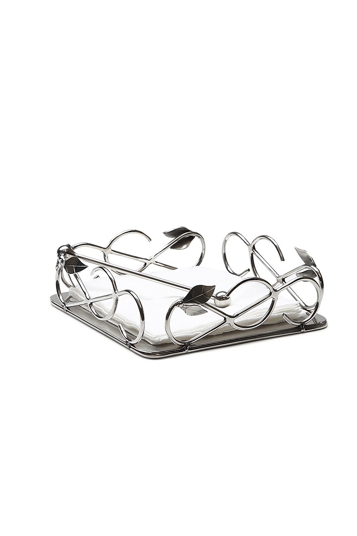 Silver Stainless Steel Handcrafted Tissue Holder by SAGE KONCPT at Pernia's Pop Up Shop