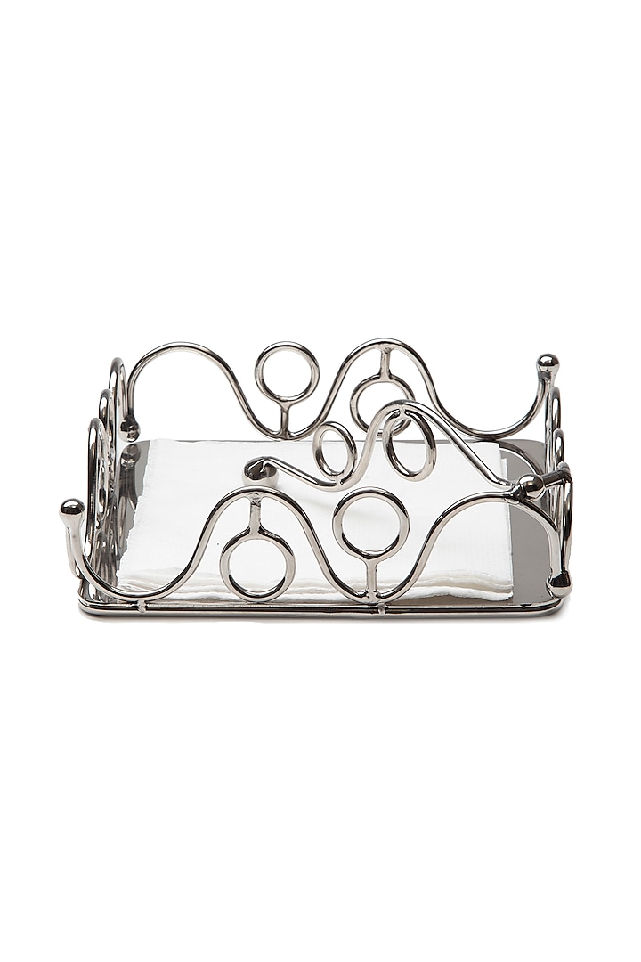 Silver Stainless Steel Handcrafted Tissue Holder by SAGE KONCPT