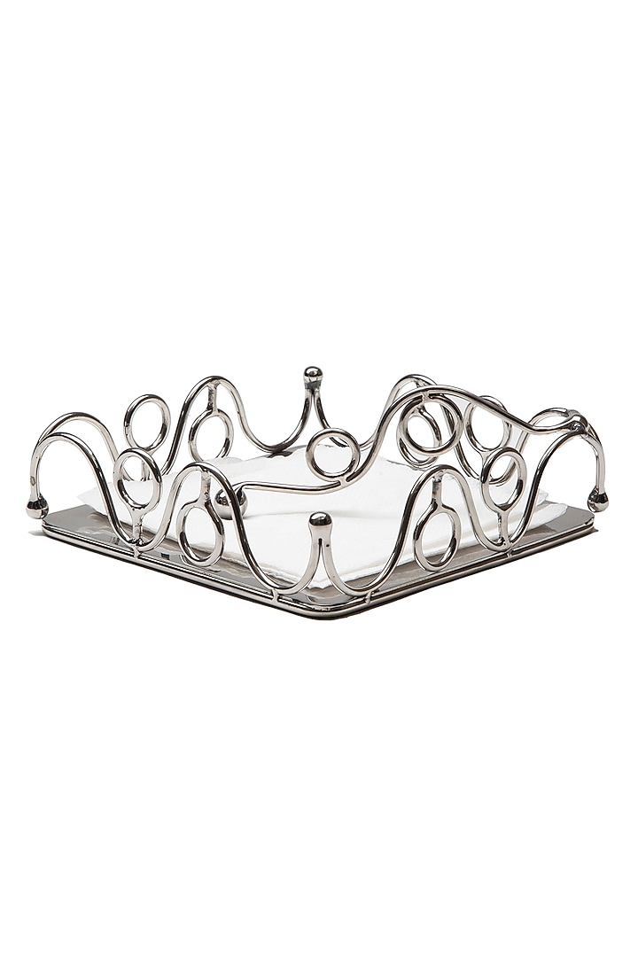 Silver Stainless Steel Handcrafted Tissue Holder by SAGE KONCPT at Pernia's Pop Up Shop