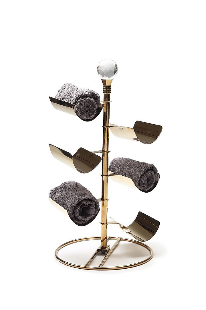 Gold Stainless Steel Handcrafted Hand Towel Stand by SAGE KONCPT