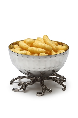 Silver Stainless Steel Handcrafted Nut Bowl by SAGE KONCPT