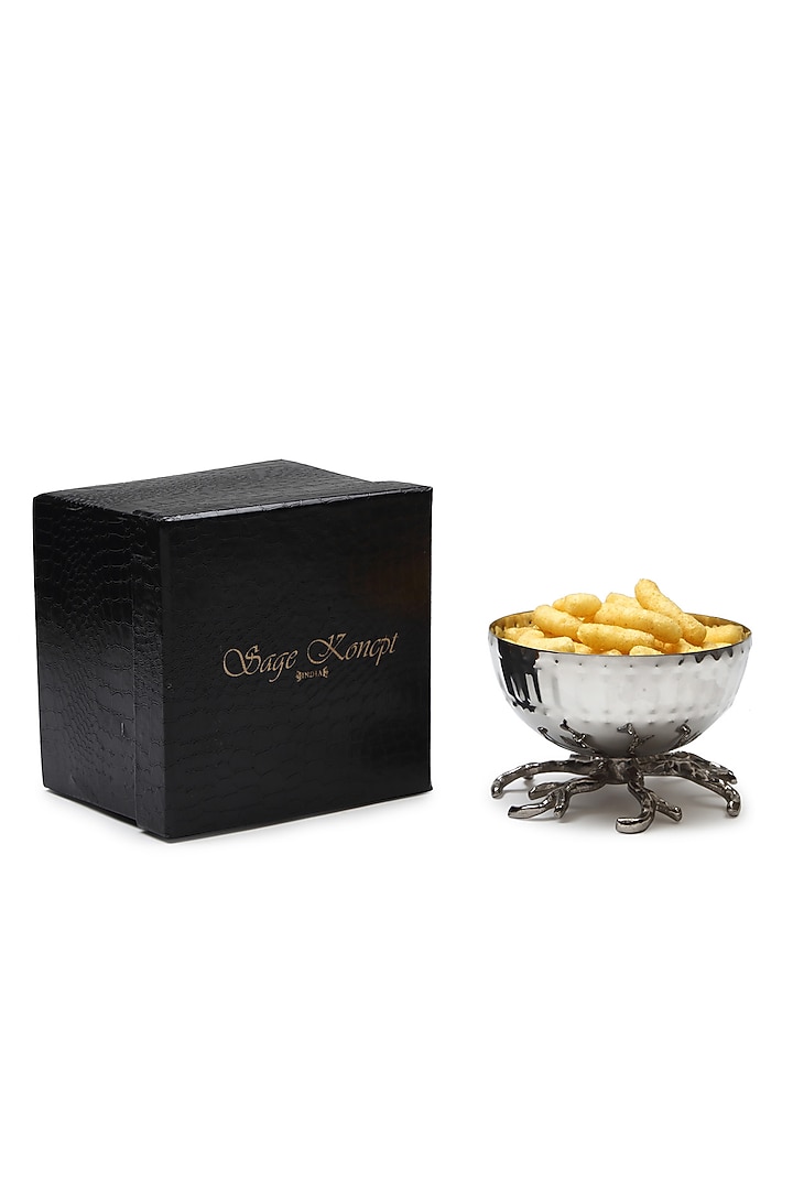 Silver Stainless Steel Handcrafted Nut Bowl by SAGE KONCPT at Pernia's Pop Up Shop