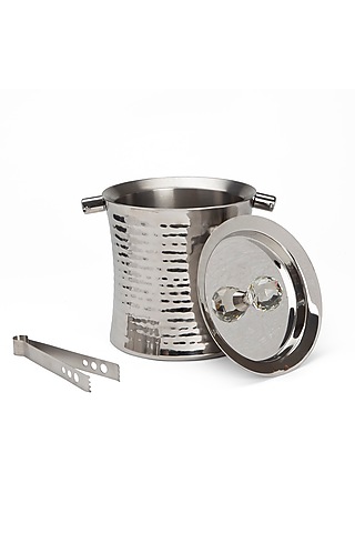 Silver Stainless Steel Handcrafted Ice Bucket Set by SAGE KONCPT