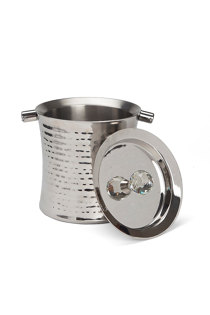 Silver Stainless Steel Handcrafted Ice Bucket Set by SAGE KONCPT at Pernia's Pop Up Shop