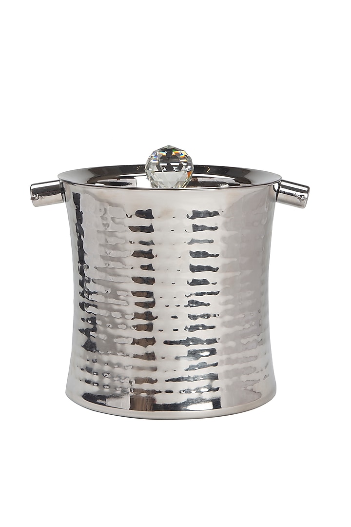 Silver Stainless Steel Handcrafted Ice Bucket Set by SAGE KONCPT at Pernia's Pop Up Shop