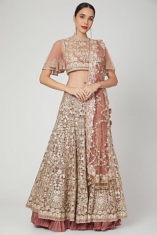 Blush Pink Embroidered Lehenga Set by Shilpi Ahuja