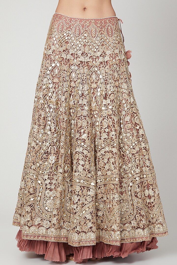 Blush Pink Embroidered Bridal Lehenga Set by Shilpi Ahuja at Pernia's Pop Up Shop
