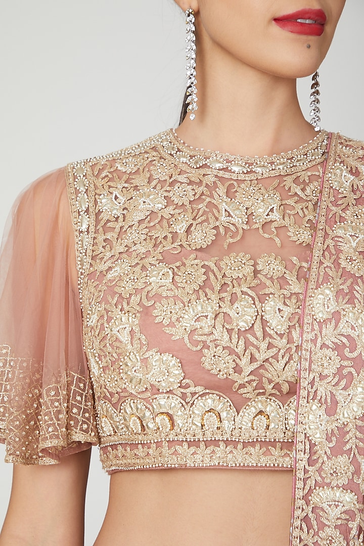 Blush Pink Embroidered Bridal Lehenga Set by Shilpi Ahuja at Pernia's Pop Up Shop