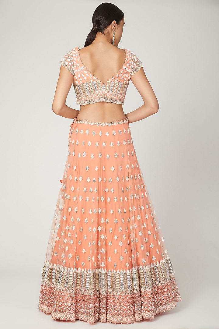 Orange Pearls Embroidered Wedding Lehenga Set by Shilpi Ahuja at Pernia's Pop Up Shop