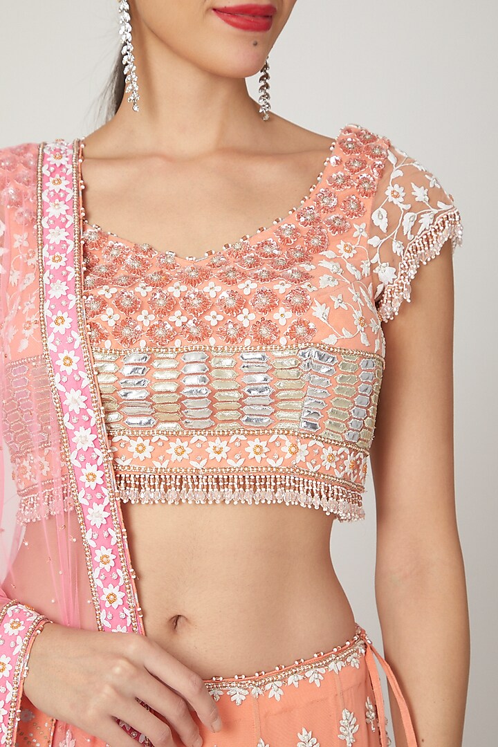 Orange Pearls Embroidered Wedding Lehenga Set by Shilpi Ahuja at Pernia's Pop Up Shop