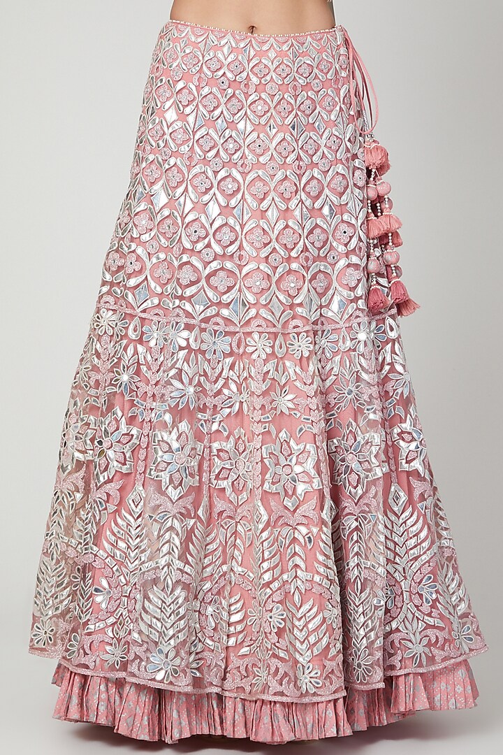 Blush Pink Appliques Embroidered Wedding Lehenga Set by Shilpi Ahuja at Pernia's Pop Up Shop