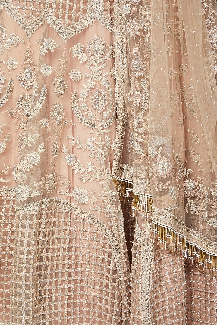 Peach Sequins Embroidered Wedding Lehenga Set by Shilpi Ahuja at Pernia's Pop Up Shop