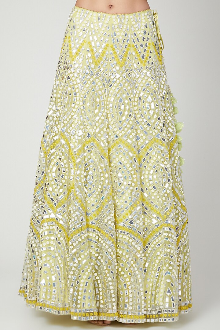 Lime Yellow Embroidered Wedding Lehenga Set by Shilpi Ahuja at Pernia's Pop Up Shop