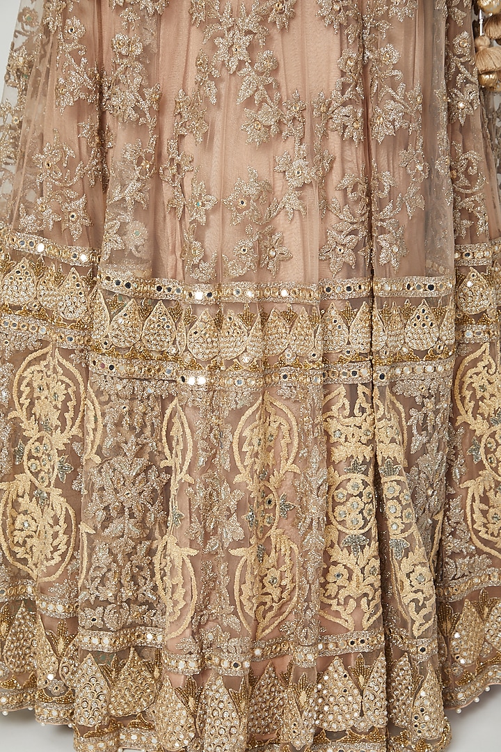 Peach Zardosi Embroidered Bridal Lehenga Set by Shilpi Ahuja at Pernia's Pop Up Shop